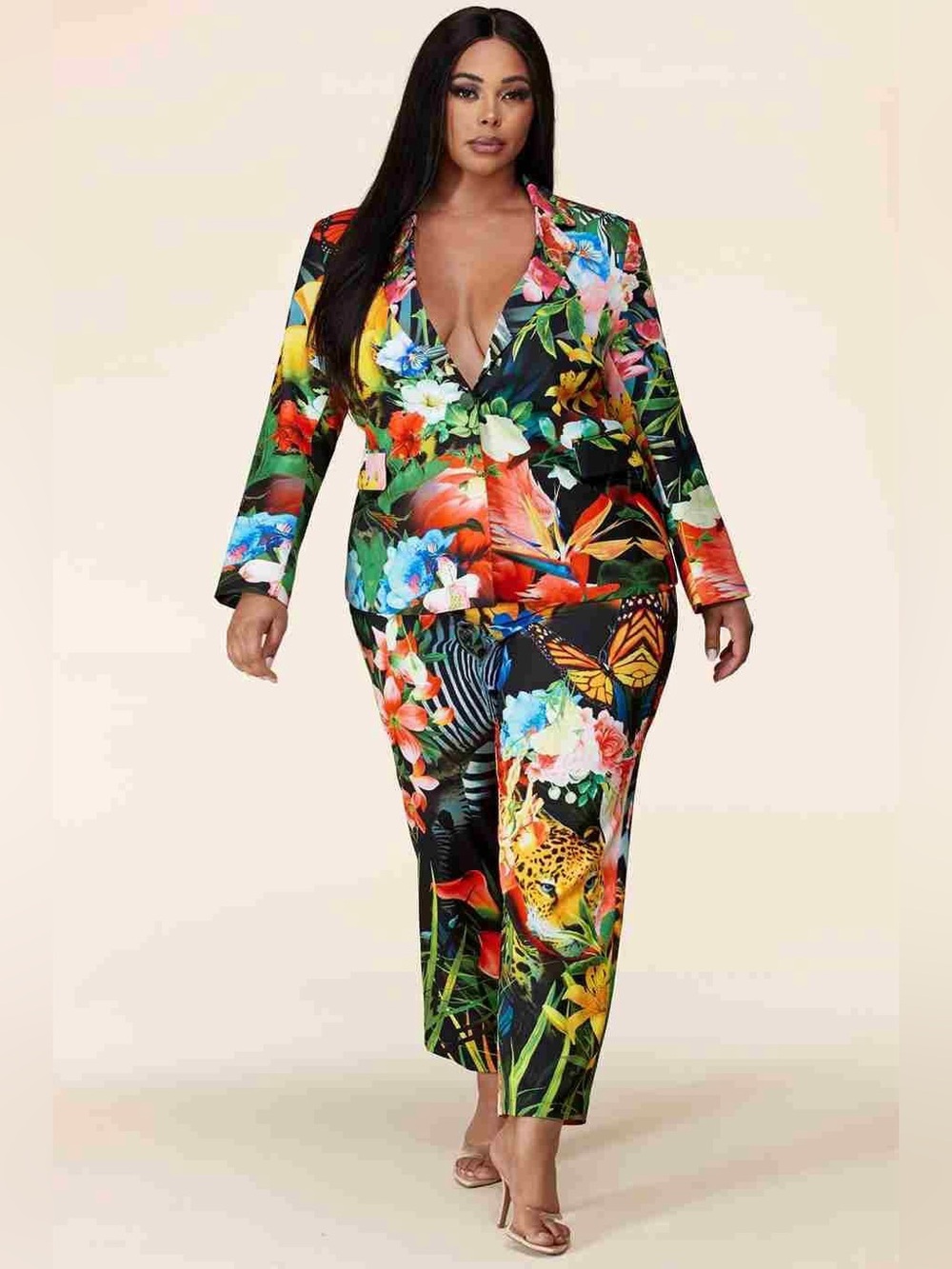 New L’atise Plus Size Forest Print Pantsuit Set